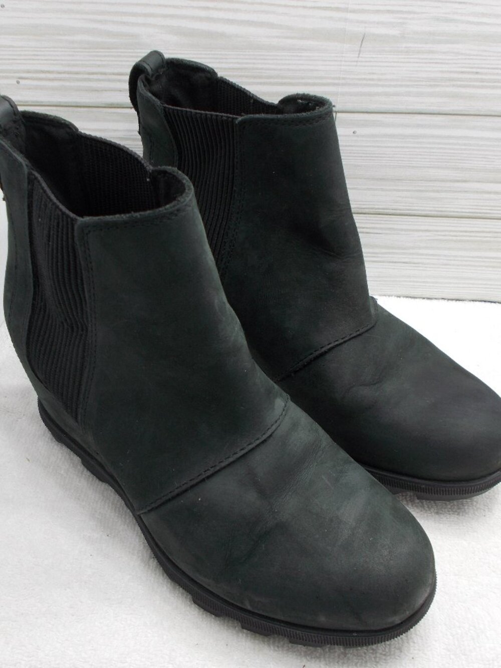 SOREL 1808551010 Joan Of Artic Wedge Boots Womens 7.5 Black Suede